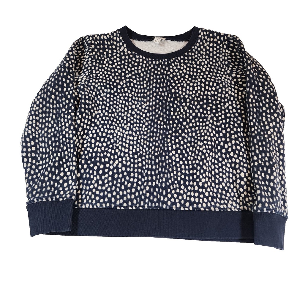 J Crew Womens S Sweat Shirt Blue and White Dot